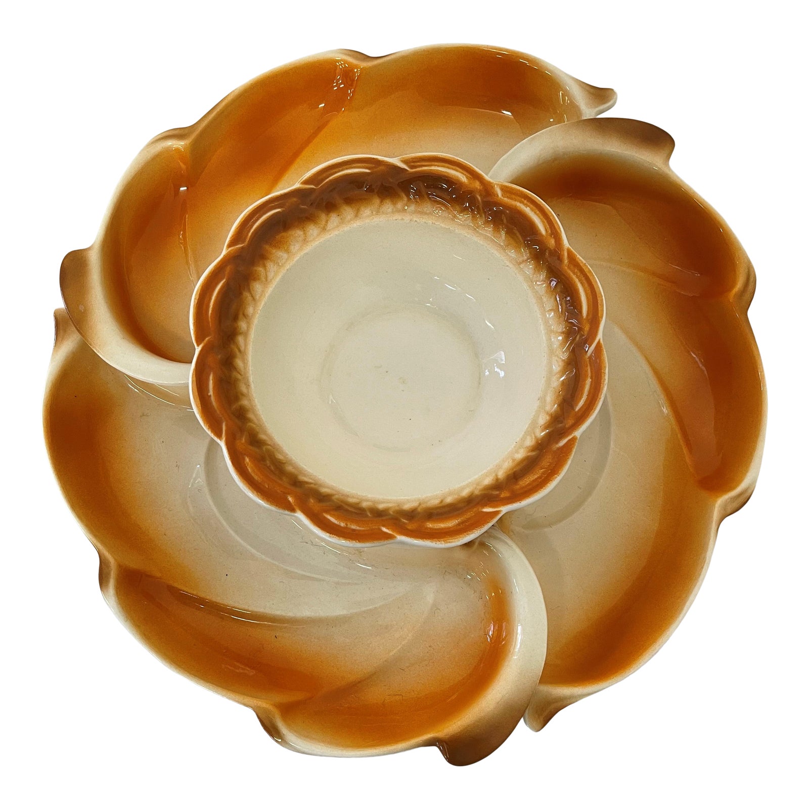 Vintage 1950s Lane & Co. Van Nuys California Pottery Ombré Leaf Dish