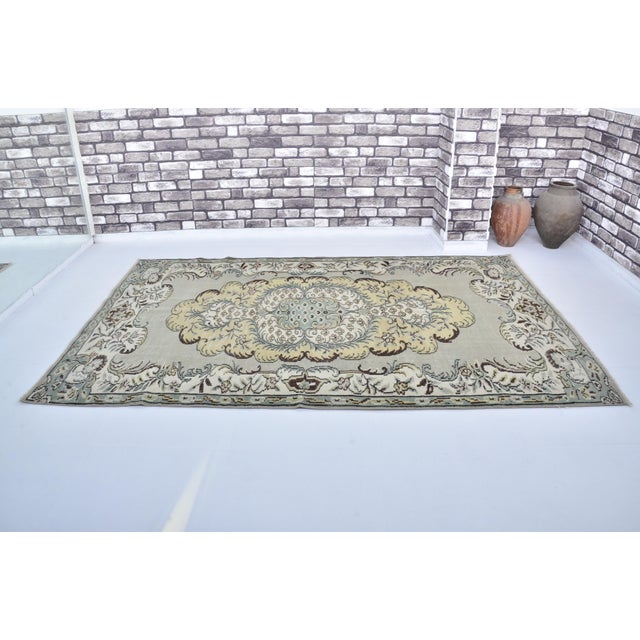 Handmade wool carpet in Turkish Anatolia , Vintage Oushak Rug,Turkish Vintage Anatolian Rug, Handmade wool Rug . One Of...