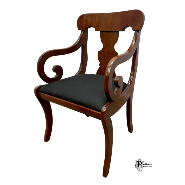Vintage Traditional Empire Style Accent Arm Chair featuring High Quality Cherry Construction, Urn Shaped Back Splat, and...