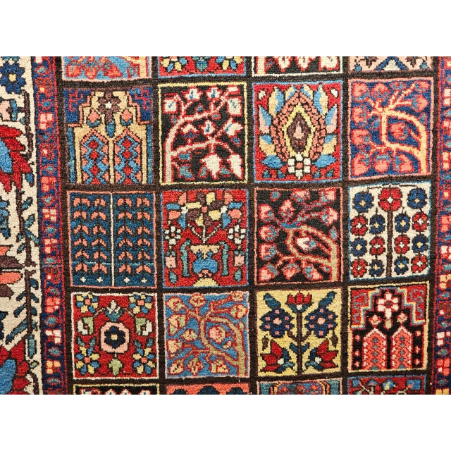 Vintage Persian Bakhtiari Rug, Hand-Knotted Wool, Allover Garden Panel Pattern, Pale Yellow & Red,5x7 For Sale - Image 14 of 16