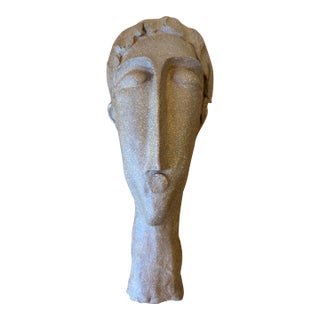 Vintage Large 12.5” Handmade Signed Modigliani Style Bust Sculpture For Sale