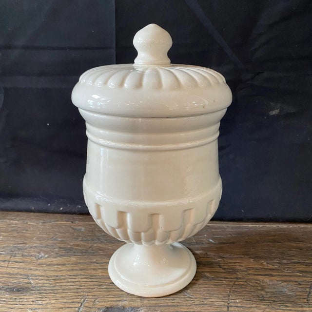 White Antique Italian Apothecary Jar Venetian Mirto Porcelain Urn Large For Sale - Image 8 of 10