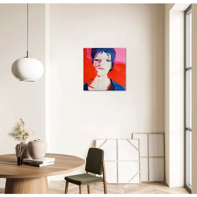 Red Modern Narratives Collection — Contemporary Psychedelic Pop Art Portrait (24″×24″, Original Oil on Canvas) For Sale - Image 8 of 12