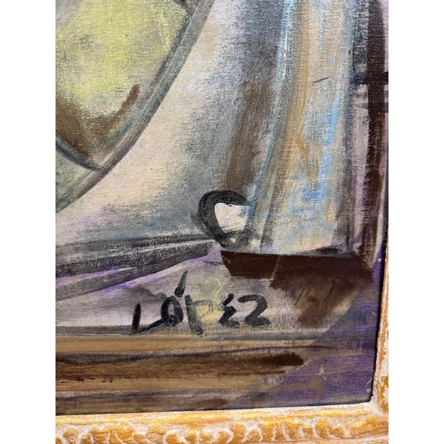 1960s Lucia Lopez Figurative Cubist Painting For Sale In Wichita - Image 6 of 7