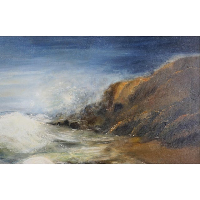Vintage Oil Painting of Southern California Seascape by Nadine Pollard For Sale - Image 4 of 8
