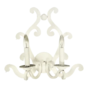 F. Ramond White Iron Painted Two Arm Wall Light