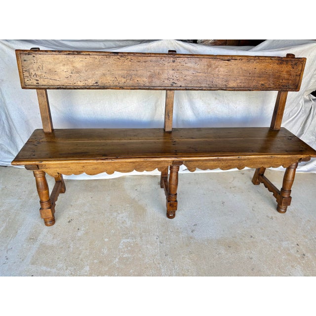 Italian Late 19th Century Italian Walnut Bench For Sale - Image 3 of 12
