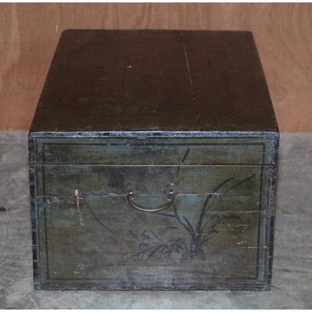 Vintage Hand-Painted Trunk or Chest with Immortals and Buildings Decor For Sale - Image 12 of 17