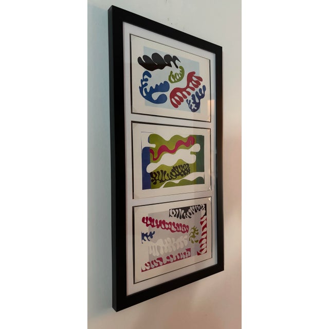 Modern Matisse Postcard Prints From the Jazz Series Circa 1947 Lagoon I II & III Framed Matted For Sale - Image 3 of 8