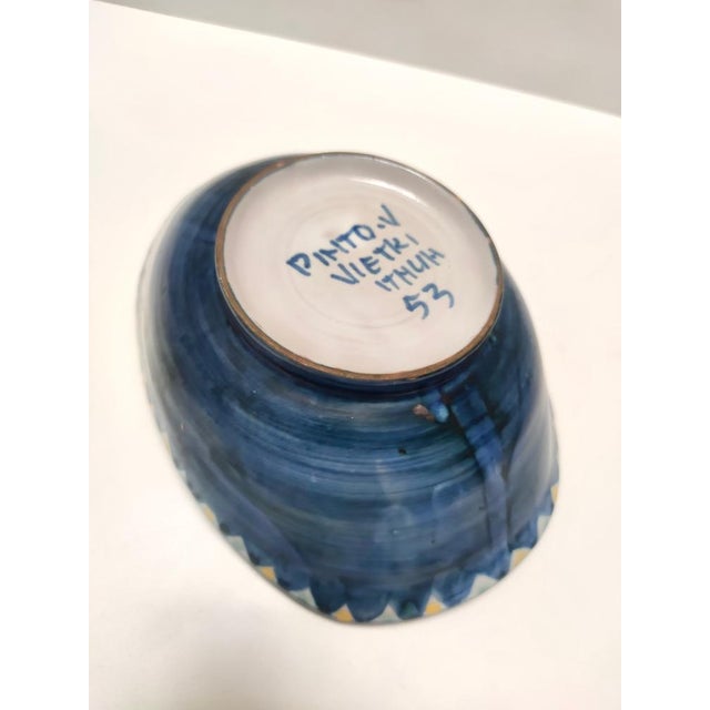 Italian Blue Hand-Painted Ceramic Bowl, 1950s For Sale - Image 9 of 14