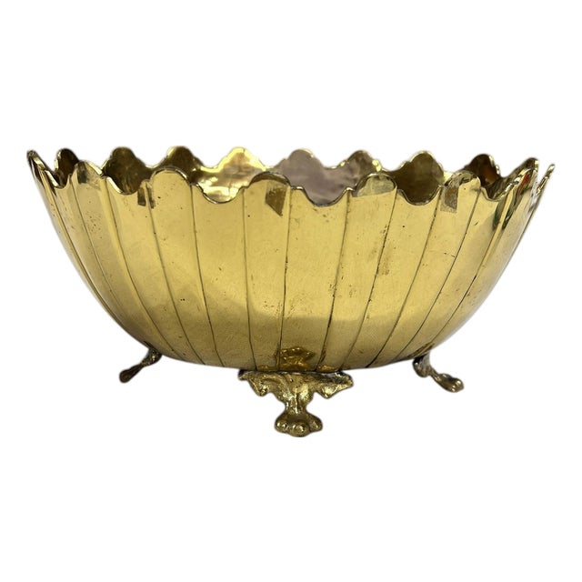 Vintage Scalloped Edge Claw Foot Cachepot For Sale