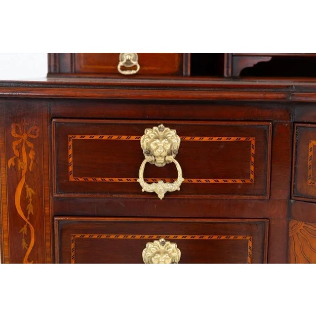 Wood Sheraton Desk Bonheur Du Jour in Mahogany, 1880 For Sale - Image 7 of 8