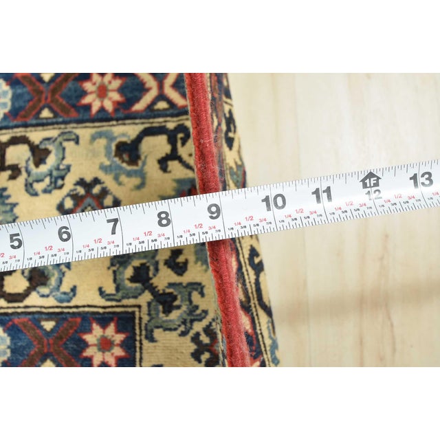 Kazak Rug 9'1'' X 12'5'' Blue Wool Tribal Hand-Knotted Oriental Carpet For Sale - Image 11 of 12