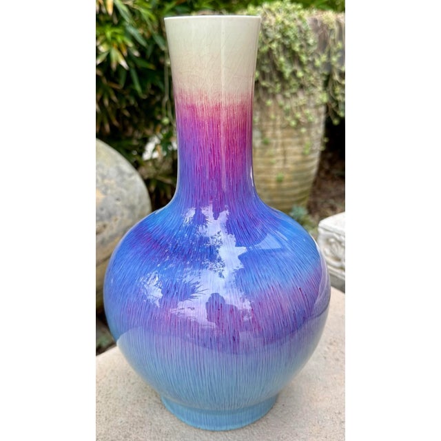 Chinoiserie Antique Large Chinese Marked Flambe Glaze Sang De Boeuf Porcelain Vase For Sale - Image 3 of 12