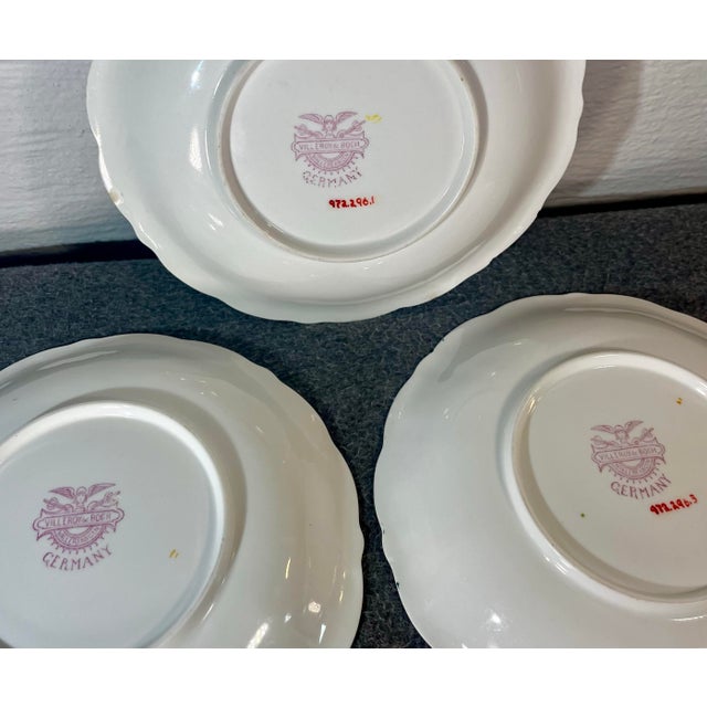 Ceramic 3pc-Antique Villeroy & Boch Scalloped Porcelain 7” Plates For Sale - Image 7 of 7