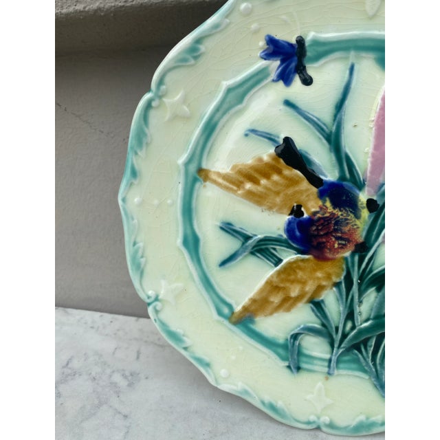 French Country French Majolica Saint Amand Bird Plate, Circa 1890 For Sale - Image 3 of 4