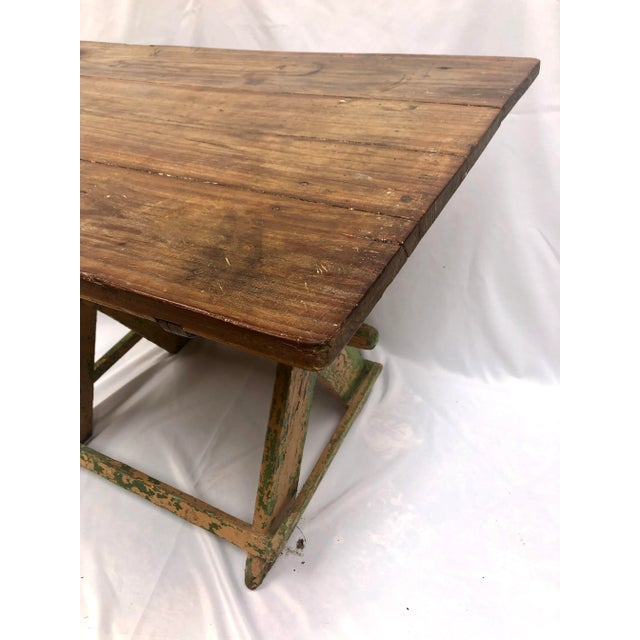 Antique French Hand Crafted Trestle Table For Sale - Image 9 of 13