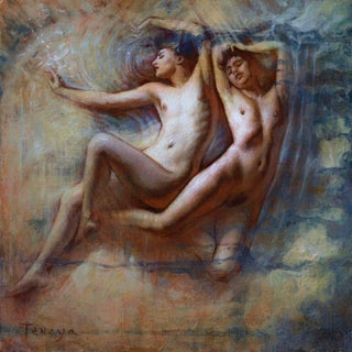 Intima I by Tenaya Sims | Oil on Artefex panel Two figures in a fluid, intertwined pose. For Sale