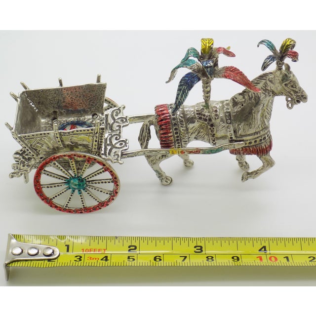 4-Oz. Vintage Italian Handmade Genuine Silver Traditional Sicilian Carriage Large Sculpture, 1970s Solid 800 Silver Folk Art Centerpiece For Sale - Image 12 of 12