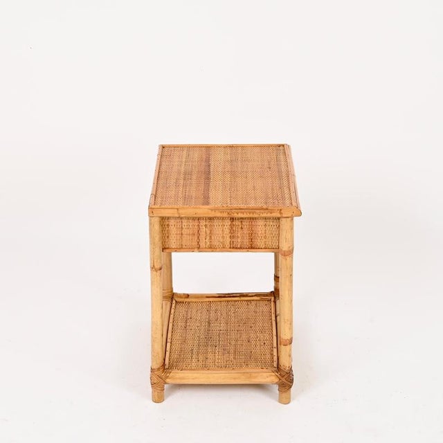 French Riviera Nightstands in Bamboo, Rattan and Brass, Italy, 1970s, Set of 2 For Sale - Image 12 of 14