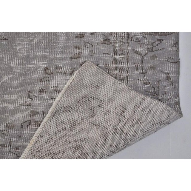 Vintage Distressed Turkish Area Rug, Monochromatic Grey and Charcoal Tones For Sale - Image 10 of 10