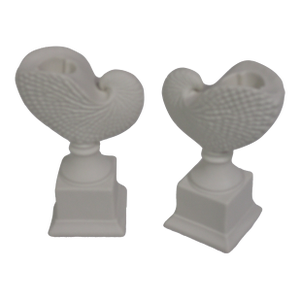 1980s Nautilus Bisque Candleholders Signed Margaret Furlong- a Pair