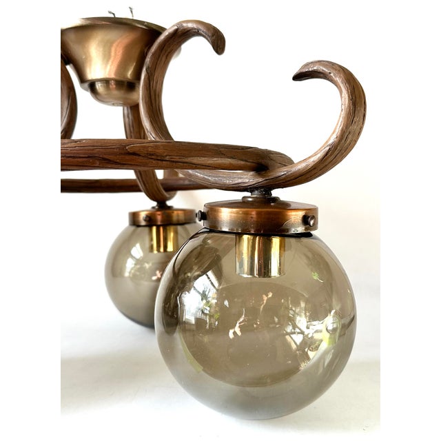 Vintage 1970s semi-flush mount chandelier attributed to Forecast Lighting Company, known for their eclectic mid-century...