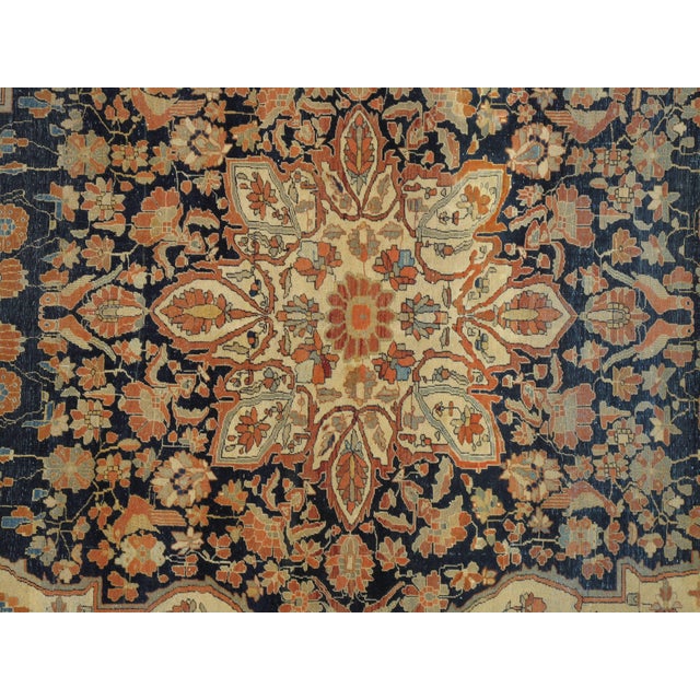 Persian Antique Persian Mohtasham Kashan Rug, Handmade Oriental Rug, Ivory, Navy, Rust For Sale - Image 3 of 5