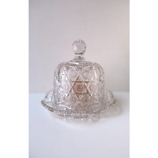 Transparent Mid 20th Century Cheese Pastry Dome Plate Crystal Bohemia Czech For Sale - Image 8 of 9
