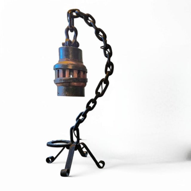 Vintage brutalist Floor chain lamp / rural Dutch design 1970s Height 120Width 60Depth 43 cm European Plug (up to 250V).The...