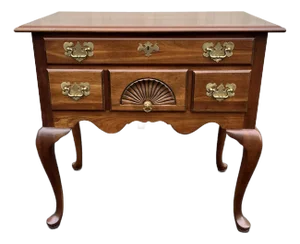 1980s Harden Queen Anne Style New England Cherry Lowboy Chest of Drawers