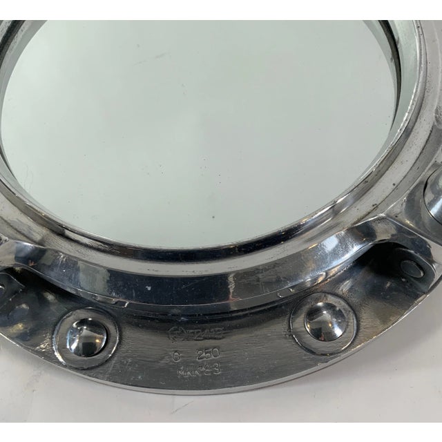 Metal Aluminum Ship's Porthole Mirror For Sale - Image 7 of 9