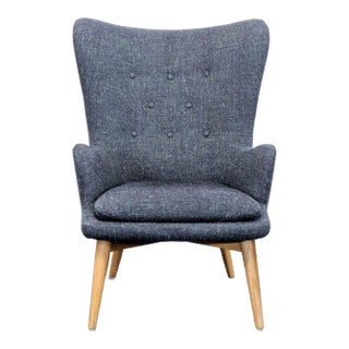 West Elm Lounge Chair With High Back and Wooden Legs For Sale