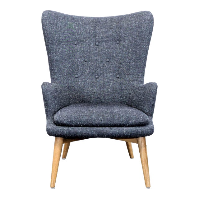West Elm Lounge Chair With High Back and Wooden Legs For Sale