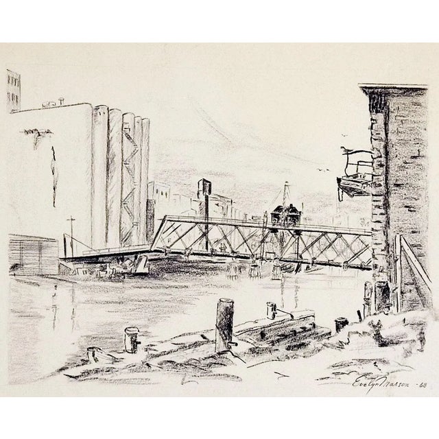 1960s 1960s Industrial Harbor Drawing For Sale - Image 5 of 5