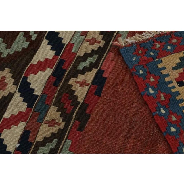 Rug & Kilim’s Afghan Tribal Kilim Rug in Red With Colorful Geometric Patterns For Sale In New York - Image 6 of 7