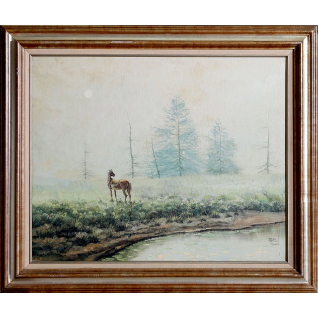 Jorge Braun Tarallo, Horse by Riverbed, Oil on Canvas, Signed l.r. For Sale