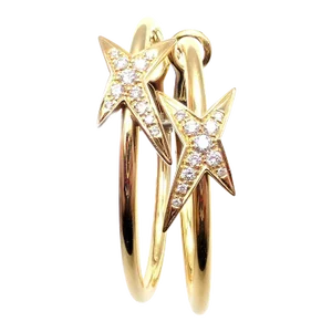 Mauboussin 18k Yellow Gold Diamond Celestial Star Etoile Hoop Earrings, Pair