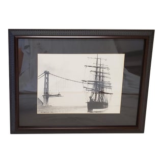 Eary 20th Century Photograph of a Ship and the Golden Gate Bridge Under Construction For Sale
