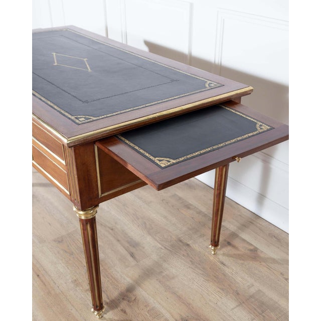 19th Century Louis XVI–Style Mahogany Double-Sided Desk with Leather Top For Sale - Image 13 of 13