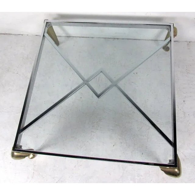 1970s Vintage Modern Chrome and Glass Coffee Table For Sale - Image 5 of 6