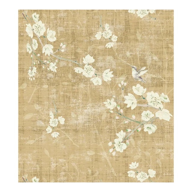 Nicolette Mayer through The House of Scalamandre Blossom Fantasia Wallcovering, Gold For Sale