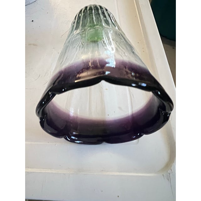 Art Deco Vintage Hand Blown Scalloped Purple Saintpaulia Glass by Anthropologie For Sale - Image 3 of 7