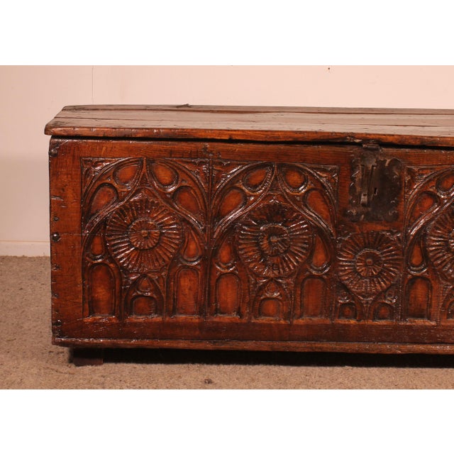 Gothic Oak Chest, Northern France For Sale - Image 12 of 15