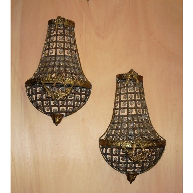 Vintage Bronze and Glass Wall Lights, 1950s, Set of 2 For Sale - Image 10 of 10