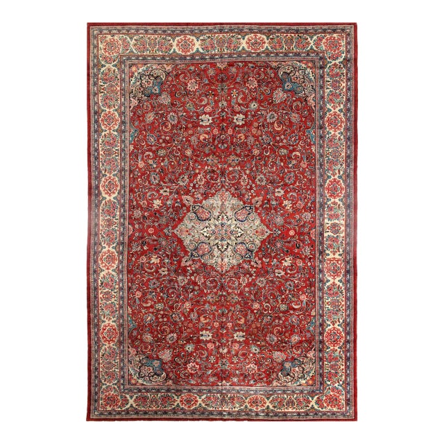 Pasargad DC Red Color Fine Hand Knotted Mahal Rug For Sale