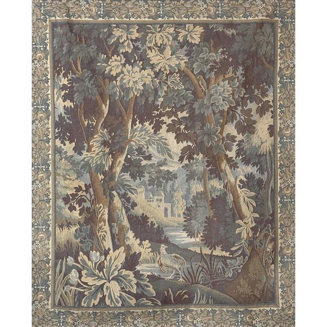 Beaux-Arts Antique Flemish Verdure Tapestry With Original Border For Sale - Image 3 of 15