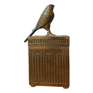 Mid 20th Century Egyptian Brass Box With Falcon For Sale