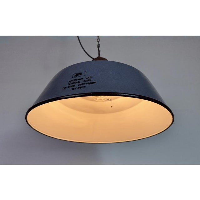 Industrial Grey Enamel and Cast Iron Pendant Light, 1960s For Sale - Image 11 of 17