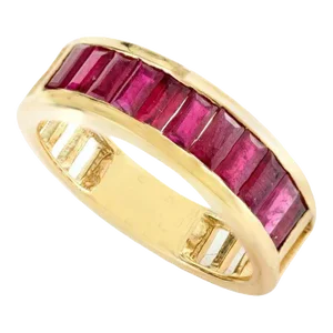 Baguette Cut Natural Ruby Engagement Band Ring in 18k Solid Yellow Gold Size 7 (All Sizes Available)